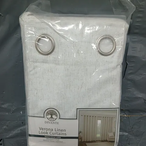 DIVANTE VERONA LINEN LOOK CURTAINS IN WHITE (66X90 INCH)