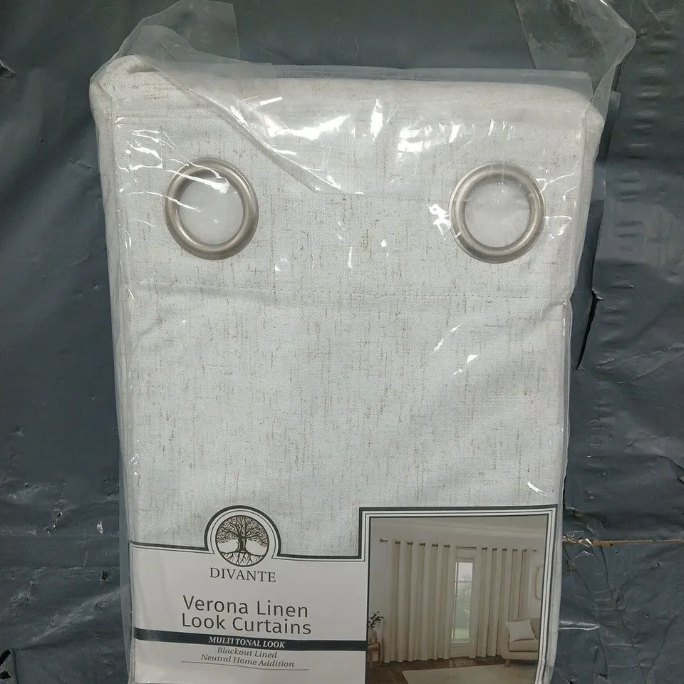 DIVANTE VERONA LINEN LOOK CURTAINS IN WHITE (66X90 INCH)