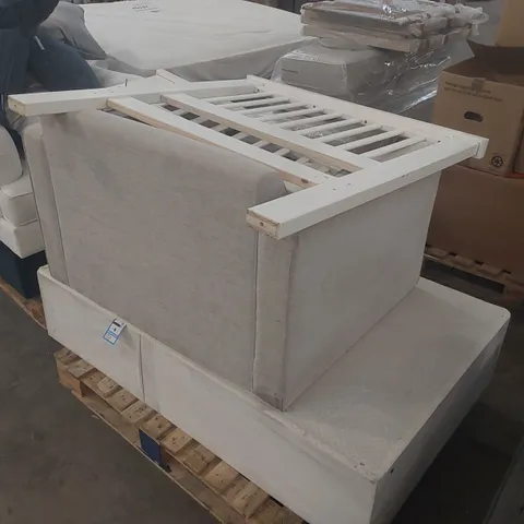 PALLET OF ASSORTED FURNITURE PARTS INCLUDING: DEVAN BASE, ARMCHAIR ECT