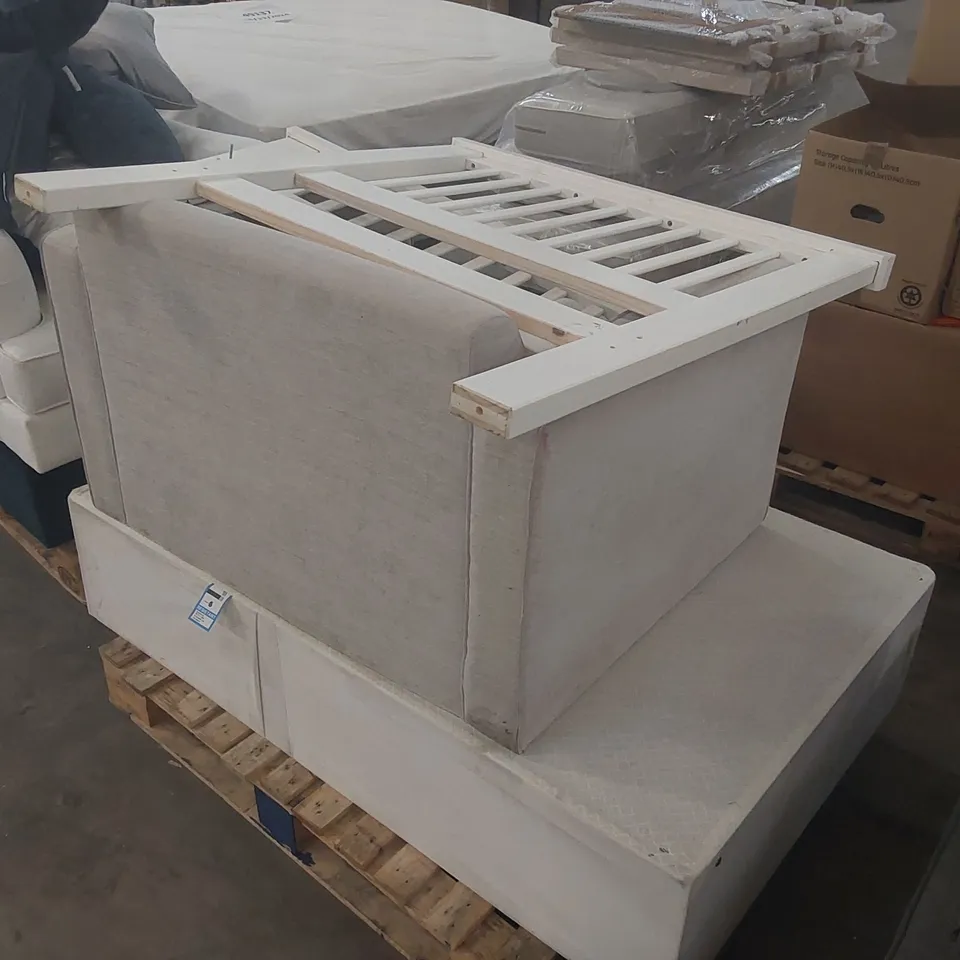 PALLET OF ASSORTED FURNITURE PARTS INCLUDING: DEVAN BASE, ARMCHAIR ECT