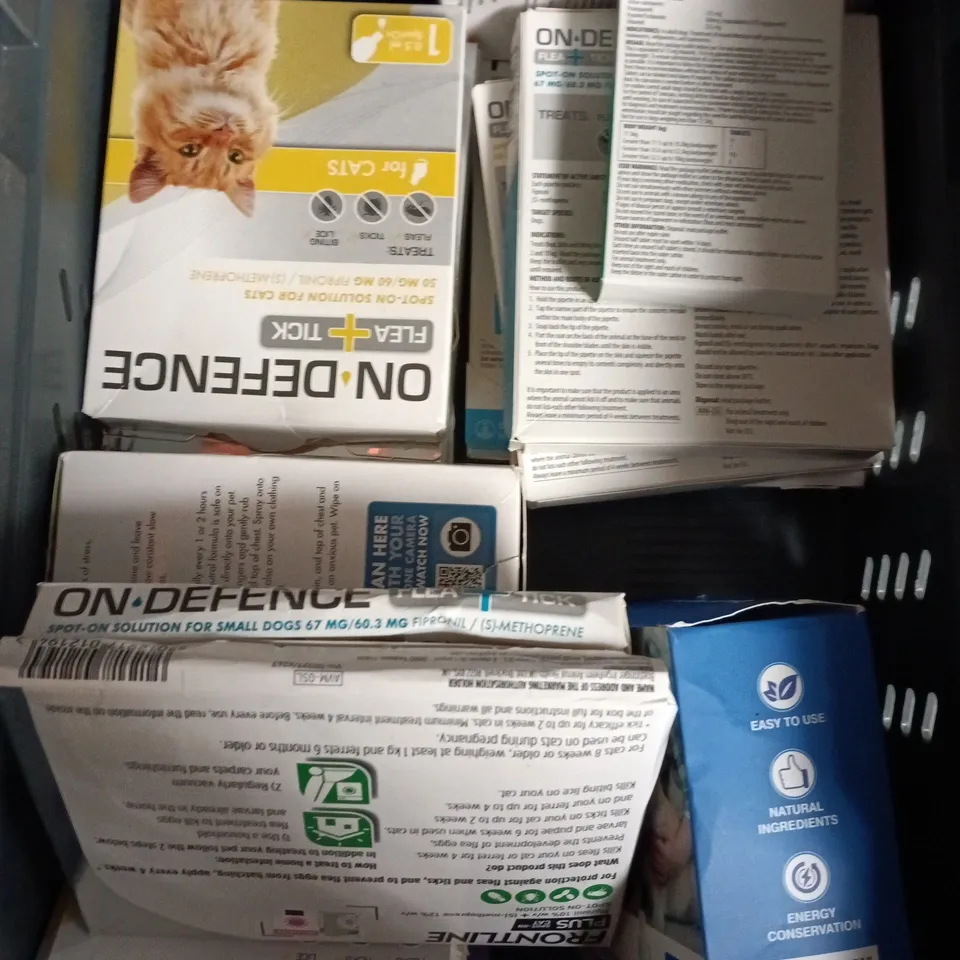 APPROXIMATELY 15 ASSORTED PET CARE PRODUCTS TO INCLUDE ON DEFENCE, HATI TRAIN, BUGALUGS ETC 