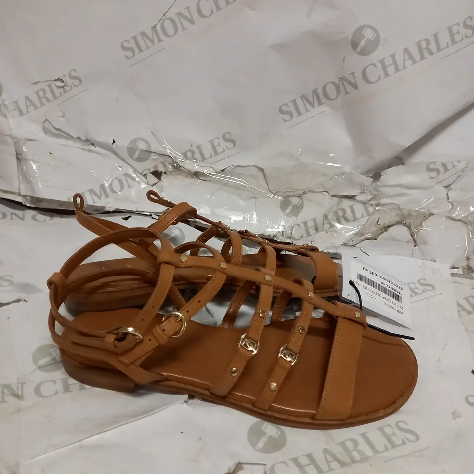 DUNNE LONDON STRAPPED SANDALS - TAN BROWN - SIZE 6