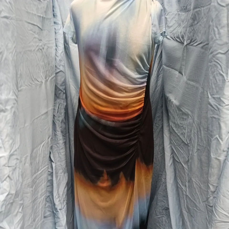 FRENCH CONNECTION MARINA MESH OMBRE COLUMN DRESS IN OMBRE MULTI SIZE MEDIUM