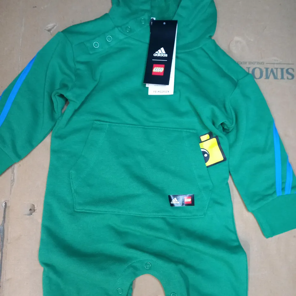ADIDAS LEGO BODYSUIT IN GREEN SIZE AGE 6-9MTHS