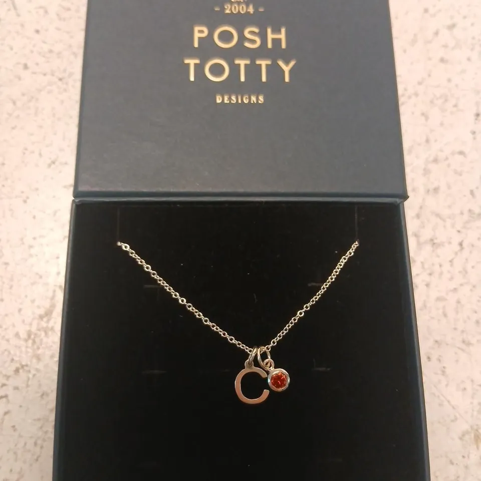 POSH TOTTY DESIGNS BIRTHSTONE & INITIAL CHARM NECKLACE STERLING SILVER