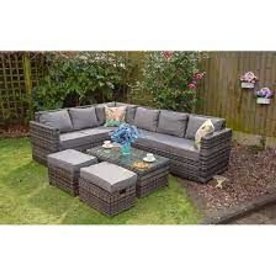 BOXED 8 SEATER SECTIONAL SOFA SET WITH CUSHIONS (2 OF 3 BOXES)