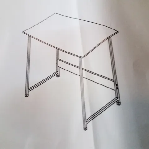 BOXED WHITE TABLE WITH METAL LEGS