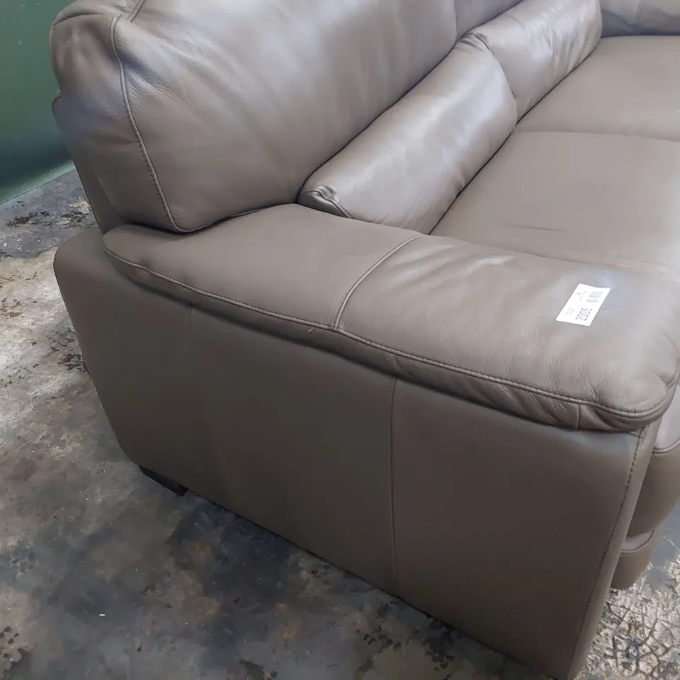 QUALITY ITALIAN DESIGNER CORDOBA LARGE THREE SEATER SOFA MUSHROOM LEATHER
