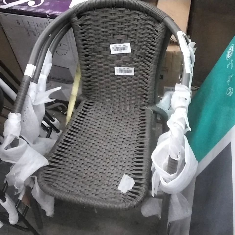 SET OF 3 WICKER GREY OUTDOOR CHAIRS 