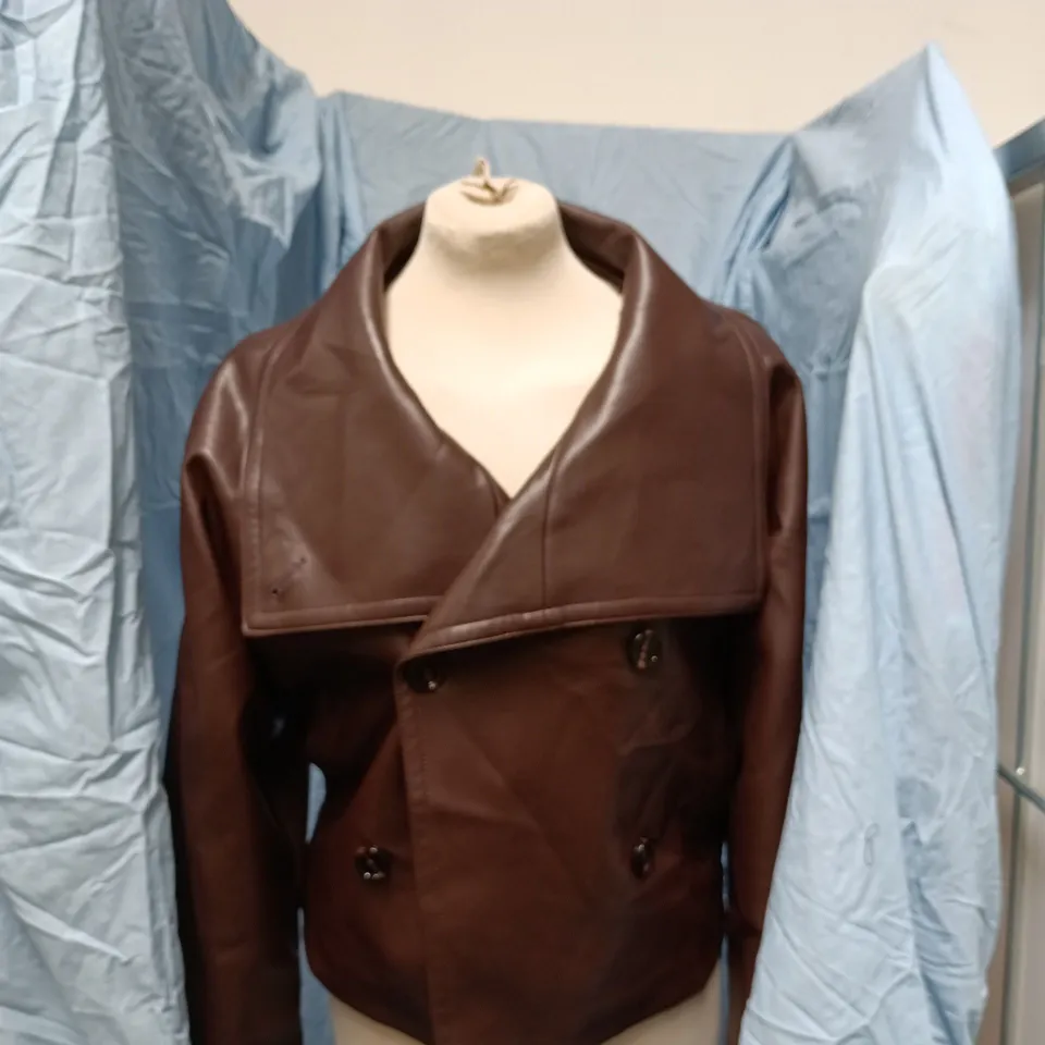 MNG BY MANGO BROWN LEATHER-LOOK JACKET – WOMEN'S, SIZE M (EU/US M) – MADE IN CHINA
