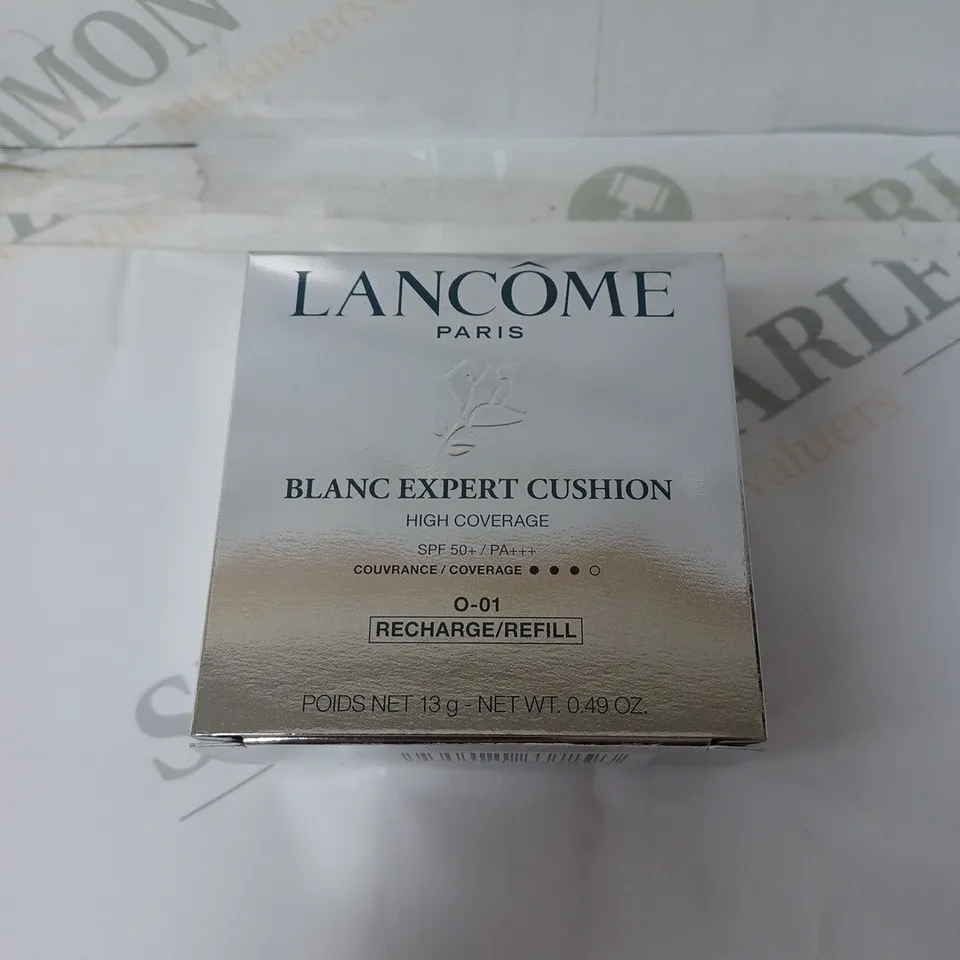 BOX OF APPROX 10 LANCOME HIGH COVERAGE BLANC EXPERT CUSHION REFILL. 