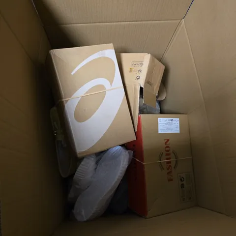 BOX OF APPROXIMATELY 15 PAIRS OF SHOES IN VARIOUS STYLES , COLOURS AND SIZES 