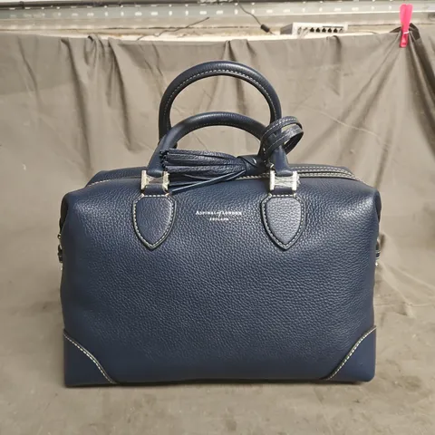 ASPINAL OF LONDON NAVY BLUE PEBBLED LEATHER HANDBAG