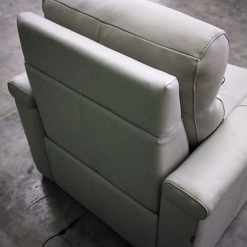 QUALITY ITALIAN DESIGNER ADRIANO POWER RECLINER WHITE GREY LEATHER ARMCHAIR
