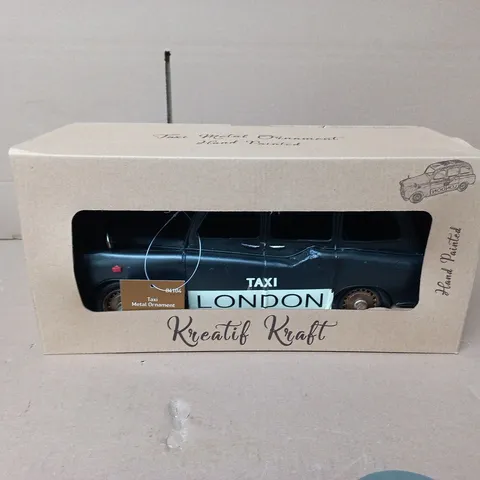 BOXED KREATIF KRAFT HAND PAINTED LONDON TAXI METAL ORNAMENT