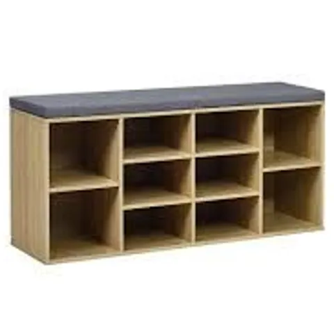 BOXED 10 PAIR SHOE STORAGE BENCH - NATURAL (1 BOX)