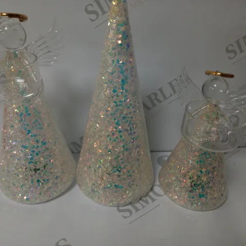 BOXED HOME REFLECTIONS SET OF 2 PRE-LIT GLASS ANGEL CANDLE HOLDERS