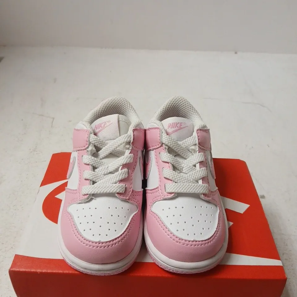 NIKE DUNK LOW TD BABY SNEAKERS – WHITE/PINK RISE, UK 4.5