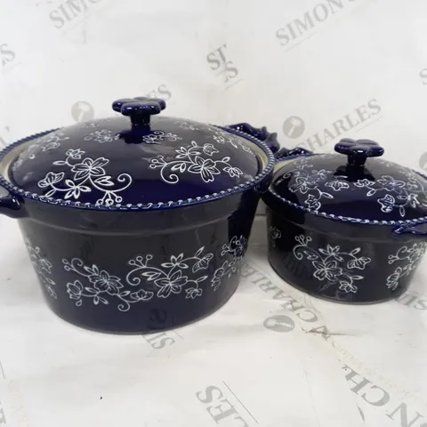BOXED SET OF 2 CASSEROLE DISHES - BLUE