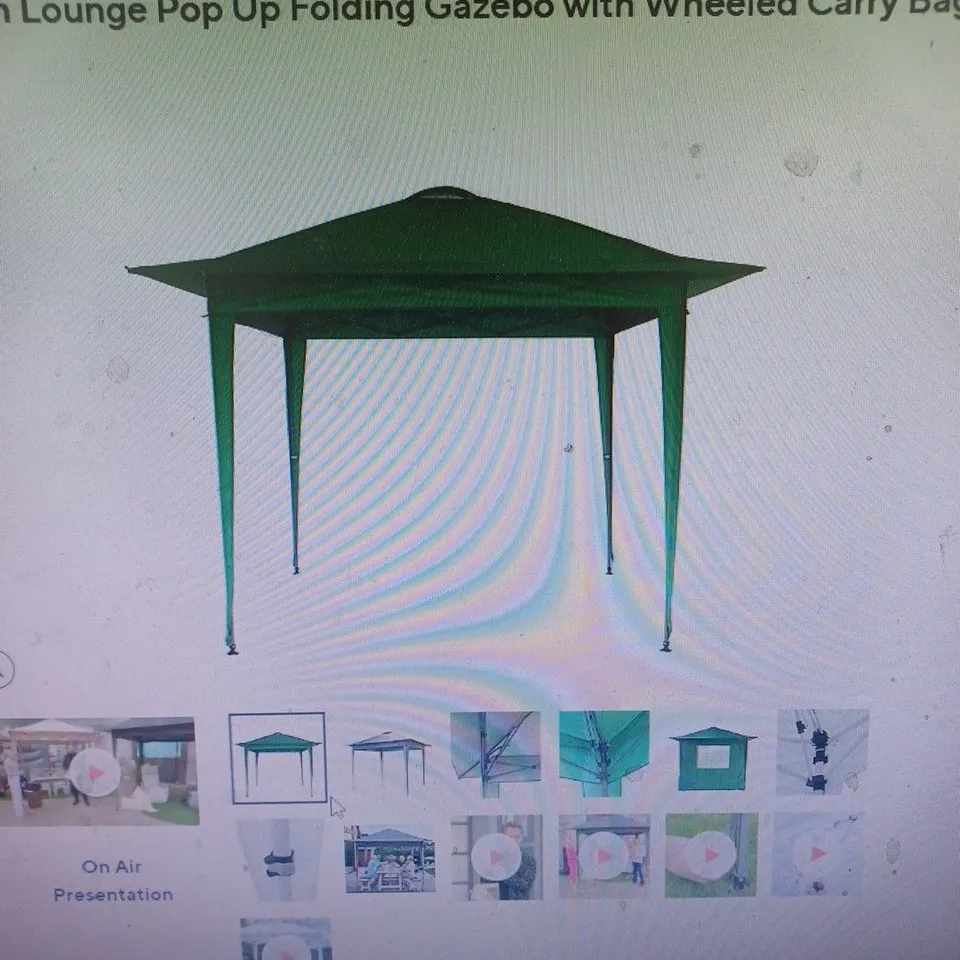 GREEN LOUNGE POP UP FOLDING GAZEBO WITH WHEELED CARRY BAG - COLLECTION ONLY