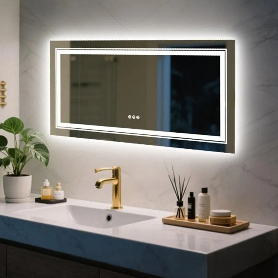 BOXED LED ILLUMINATED BATHROOM MIRROR FOG FREE TOUCH SENSOR 60×120CM (1 BOX)