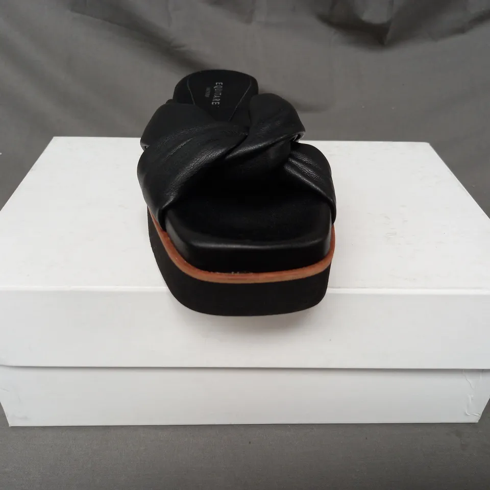 BOXED PAIR OF EQUITARE CLARA PLATFORM OPEN TOE SANDALS IN BLACK EU SIZE 36