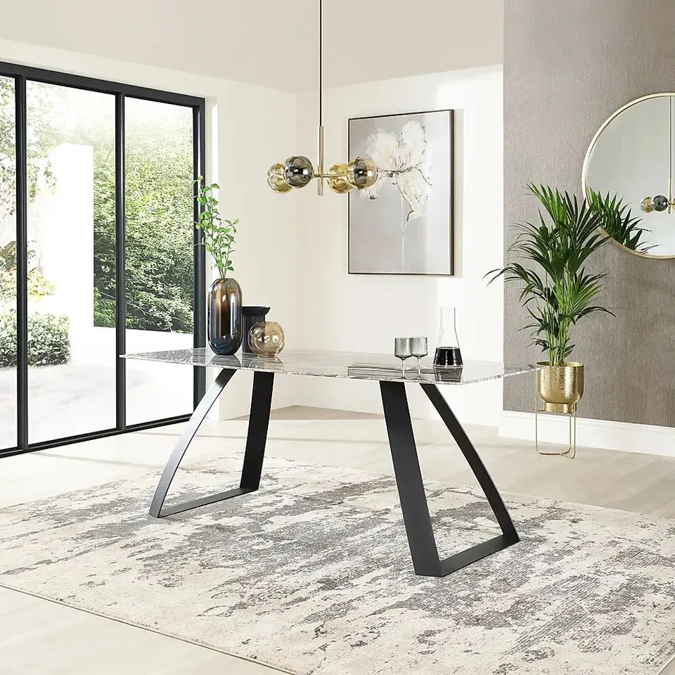 BOXED DESIGNER ANCONA MARBLE 180cm DINING TABLE (2 BOXES)