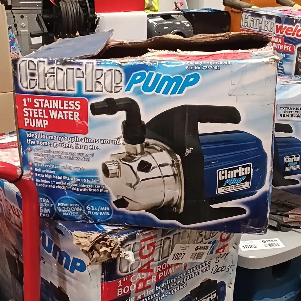 CLARKE SPE1200SS 1" STAINLESS STEEL WATER PUMP