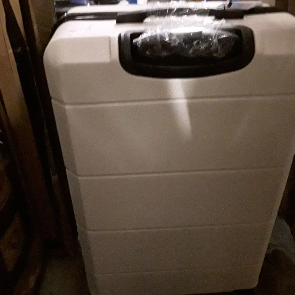 UNBOXED KEPLIN LUGG BIG SIZE TRAVEL LUGGAGE WITH WHEELS SECURE LOCK SYSTEM CREAM AND BROWN COLOUR