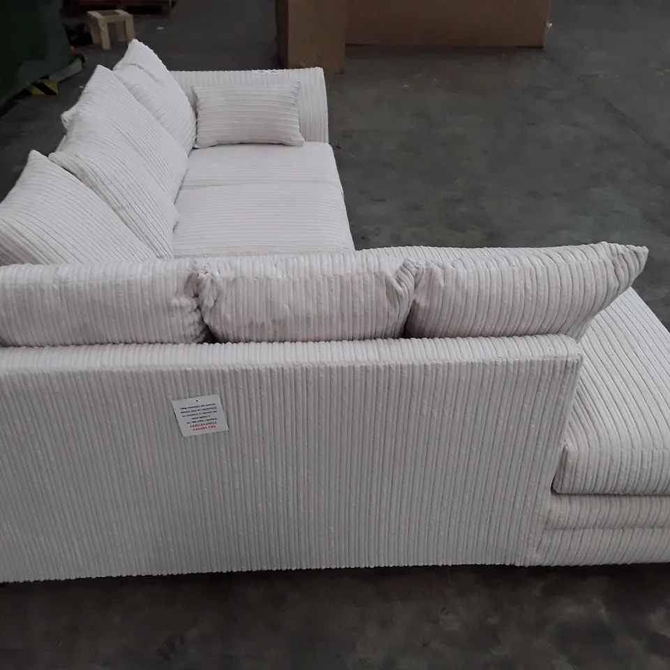 DESIGNER MOANA 2-PIECE CORNER SOFA - WHITE JUMBO CORD FABRIC