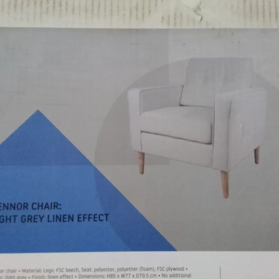 BOXED ZENNOR CHAIR: LIGHT GREY LINEN EFFECT
