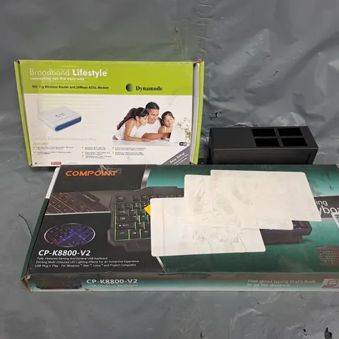 APPROXIMATELY 14 ASSORTED ELECTRICAL ITEMS TO INCLUDE WIRELESS ROUTER, USB KEYBOARD, MOUSE 7 KEYBOARD DUO, ETC - COLLECTION ONLY
