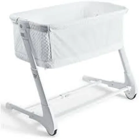 BOXED COSTWAY BABY SIDE BASSINET BEDSIDE SLEEPER WASHABLE MATTRESS HEIGHT ADJUSTABLE -WHITE-