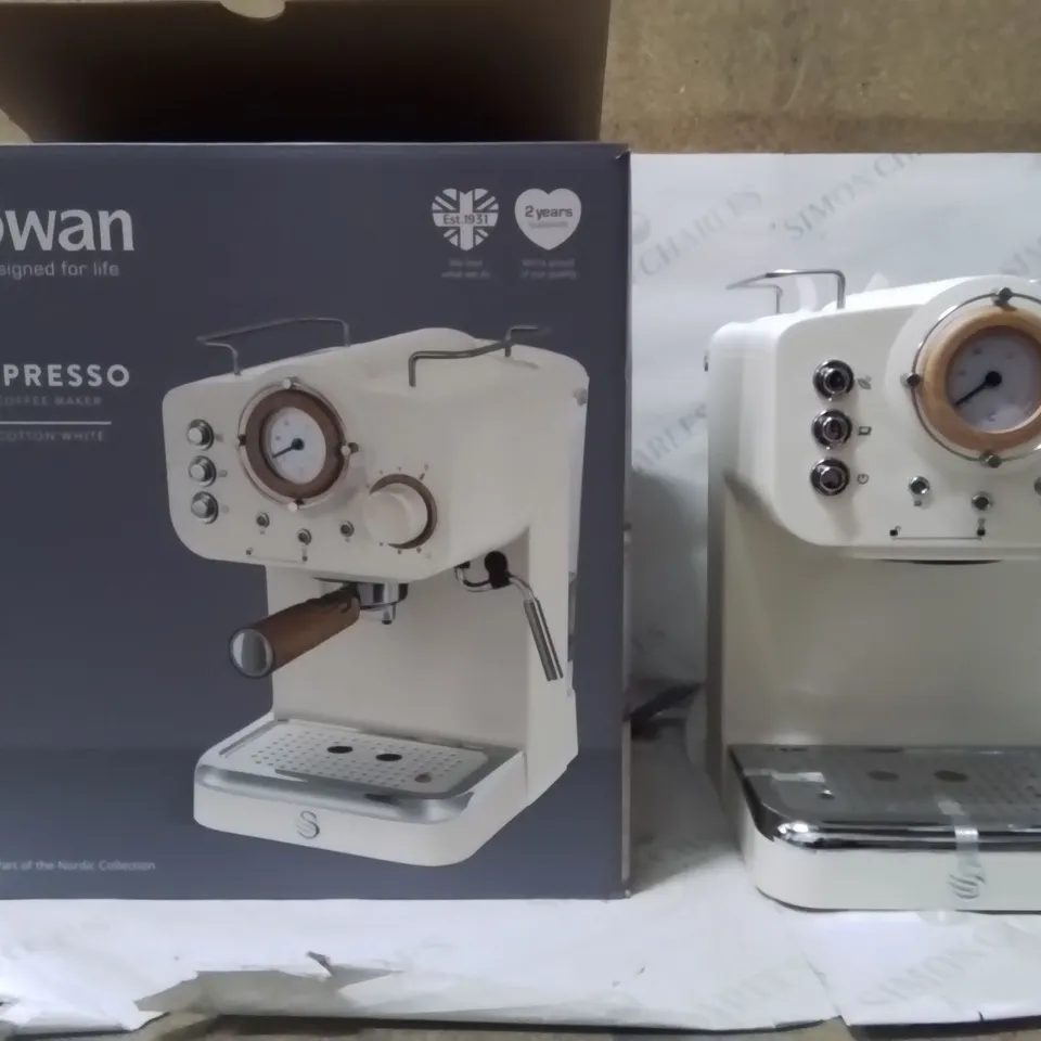 BOXED SWAN ESPRESSO COFFEE MAKER COTTON WHITE 