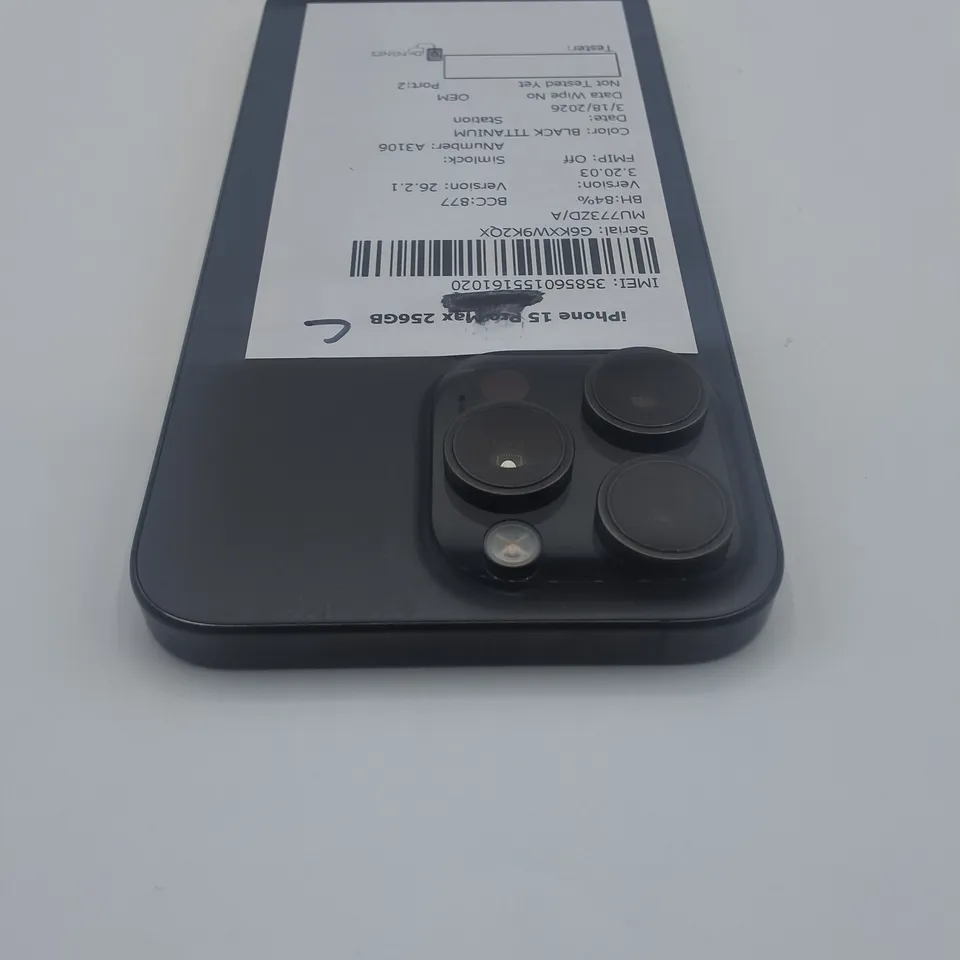UNBOXED APPLE IPHONE 15 PRO MAX 256GB IN BLACK TITANIUM - A3106