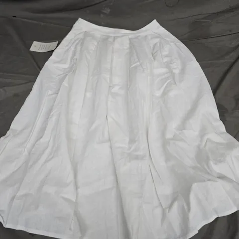 NOBODY'S CHILD MARA MIDI SKIRT – WHITE COTTON LINEN, UK 10 (EU 38, US 6)