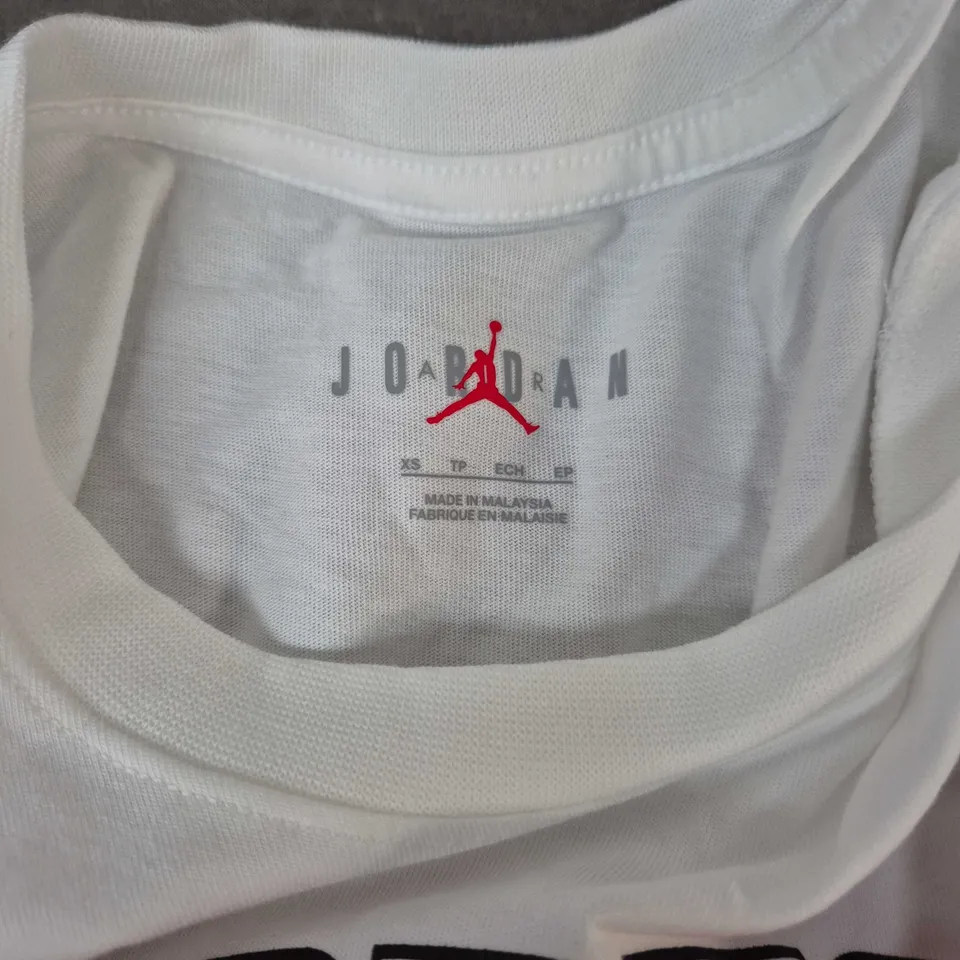 JORDAN PARIS WHITE T-SHIRT WITH JUMPMAN LOGO – XS (UNISEX)