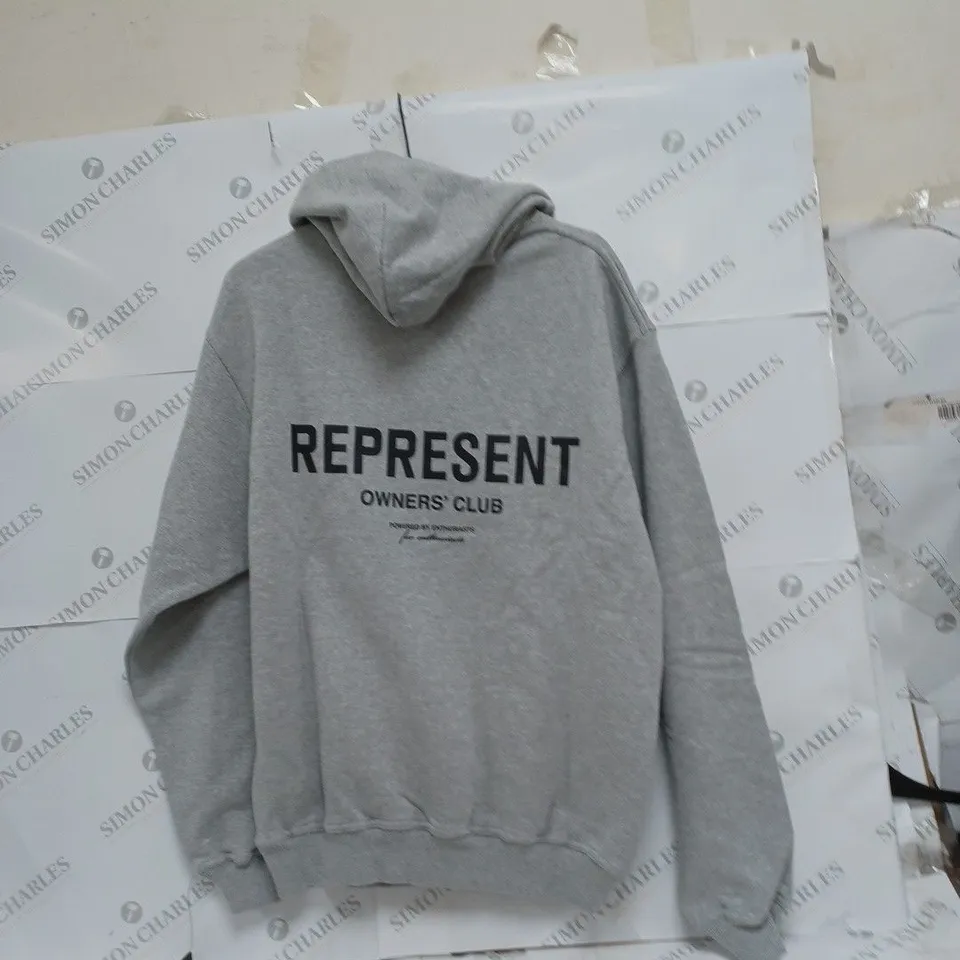 REPRESENT OWNERS CLUB HOODIE - ASH GREY/ BLACK - SMALL 