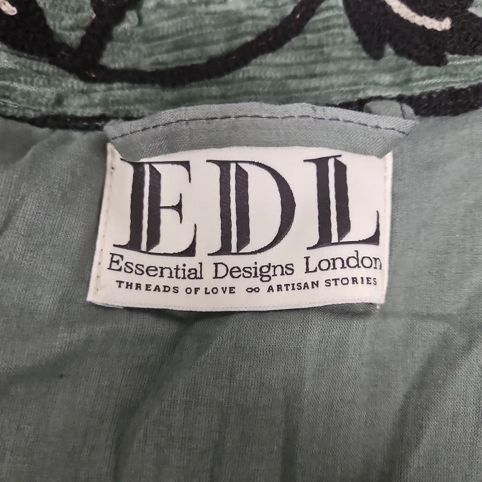 EDL ESSENTIAL DESIGNS LONDON EMBROIDERED PALM PATTERN JACKET – GREEN - SIZE UNSPECIFIED 