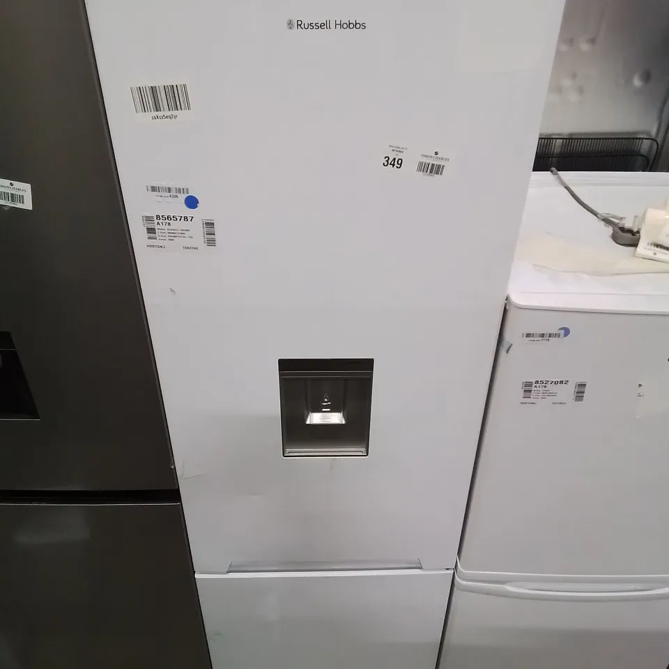 RUSSELL HOBBS FREESTANDING 60/40 FRIDGE FREEZER WITH WATER DISPENSER IN WHITE