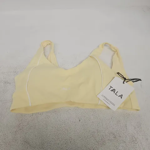 TALA CONTRAST PIPING SPORTS BRA - LEMON YELLOW - UK SIZE M