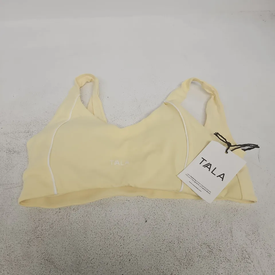 TALA CONTRAST PIPING SPORTS BRA - LEMON YELLOW - UK SIZE M
