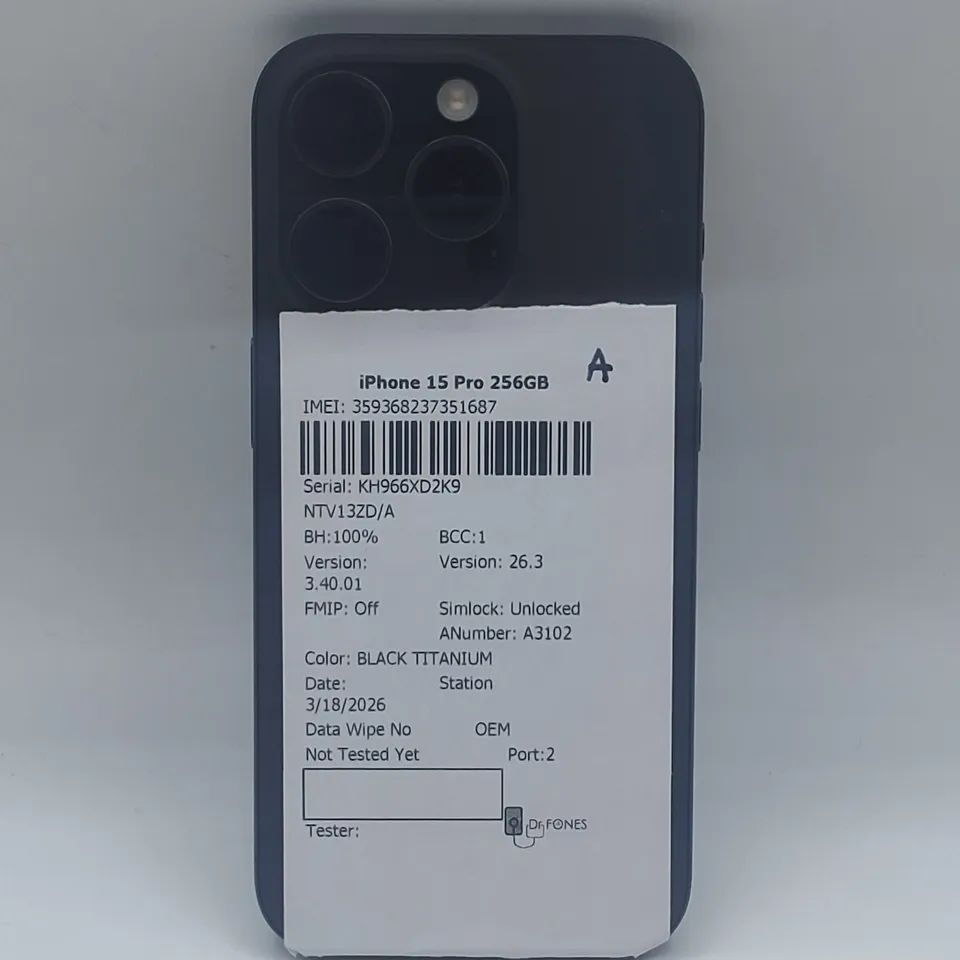 UNBOXED APPLE IPHONE 15 PRO 256GB IN BLACK TITANIUM - A3102