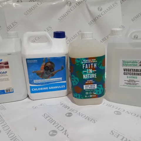 4 ASSORTED ITEMS TO INCLUDE: PINK LOTION SOAP, CHLORINE GRANULES ETC - COLLECTION ONLY