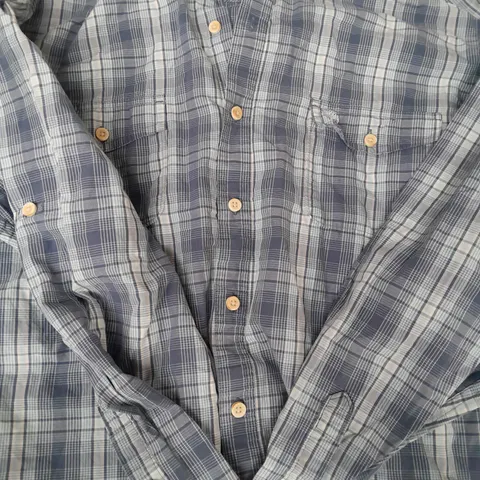 TIMBERLAND LONG SLEEVE BUTTON-UP CHECK SHIRT IN BLUE SIZE XL