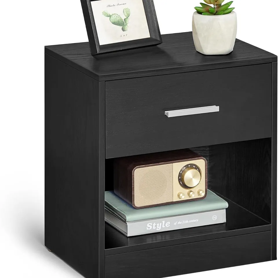 BOXED VASAGLE BEDSIDE TABLE - BLACK 