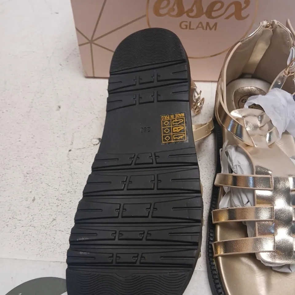 ESSEX GLAM NK-1 GOLD METALLIC SANDALS – UK 7