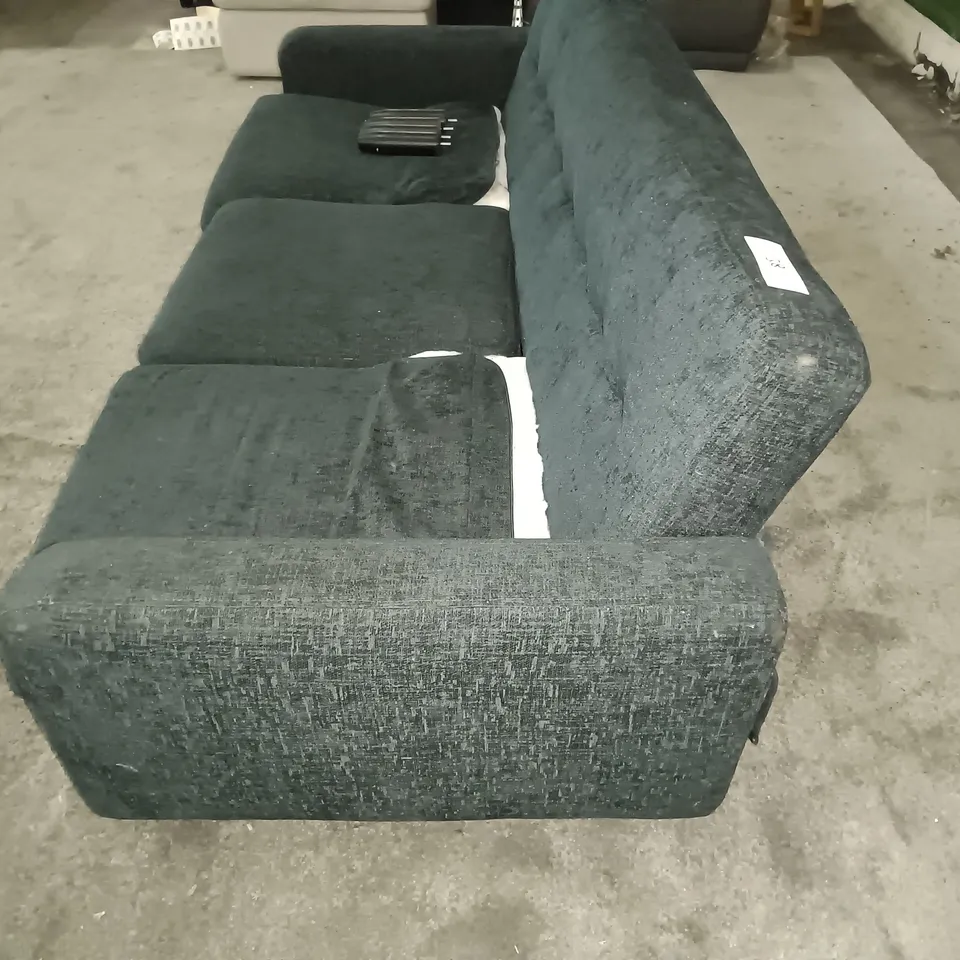 BLACK FABRIC 3-SEATER SOFA ON WOODEN LEGS