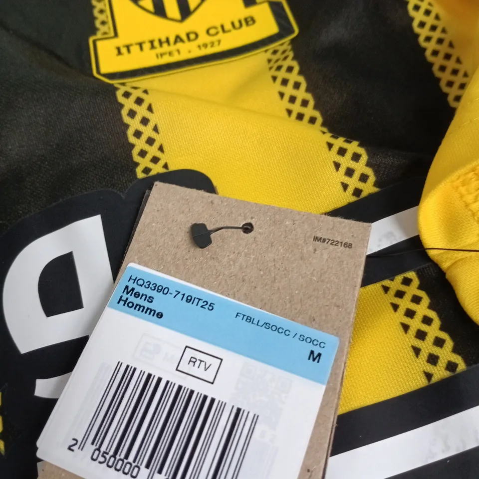 NIKE MEN'S ITTIHAD CLUB FOOTBALL JERSEY – YELLOW & BLACK STRIPES, SIZE M