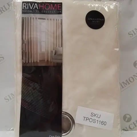 BRAND NEW RIVAHOME ESSENTIAL COLLECTION FULLY LINED 229 X 229CM CURTAINS  -CREAM-